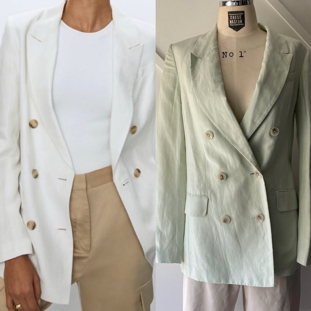 Aritzia Babaton Atelier Double Breast Linen Blazer - 0